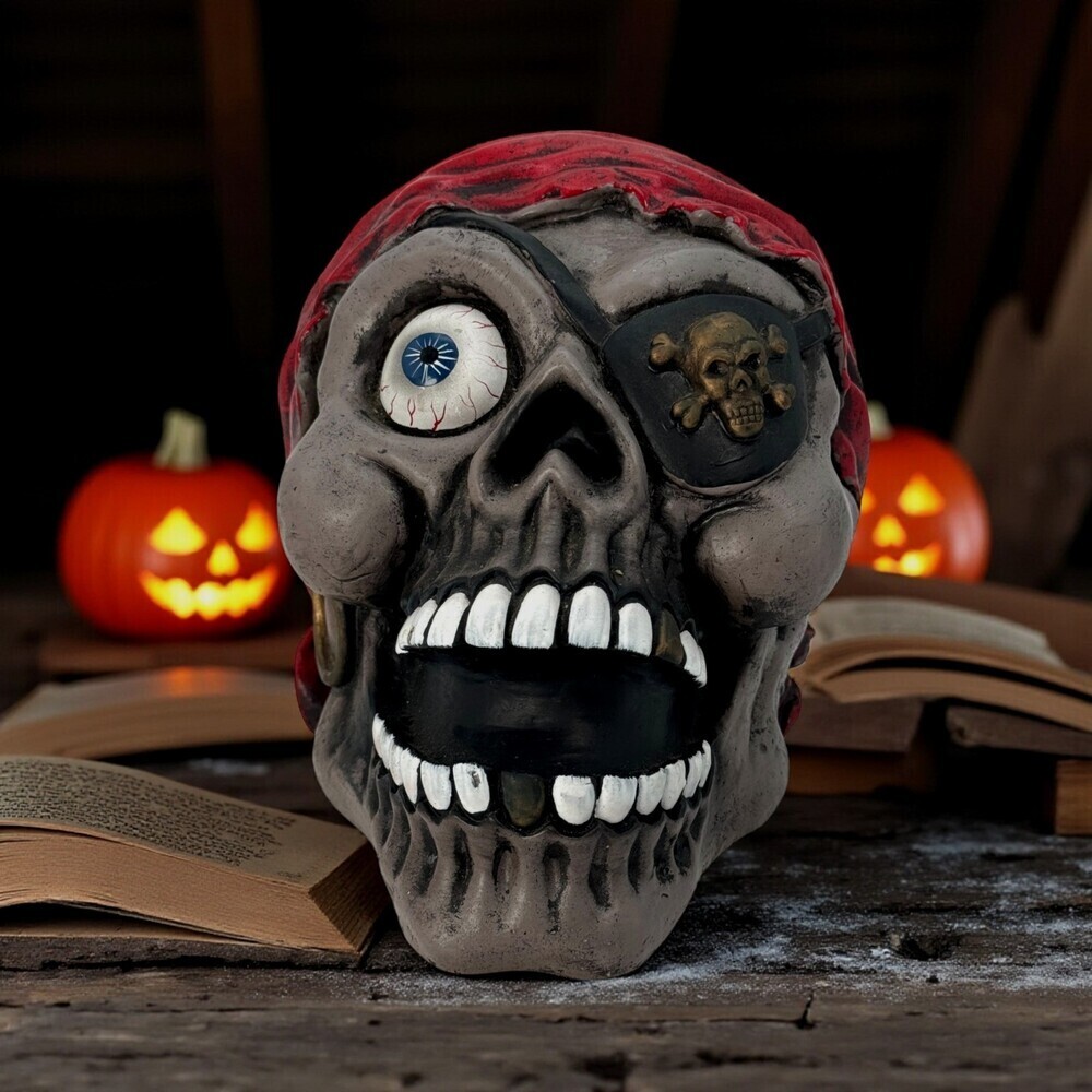 Halloween Skeleton Skull Eyepatch Eyeball Spooky Creepy Crazy Pirate Crossbones